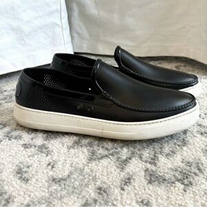 Salvatore Ferragamo Fury Black Rubber Slip On Sneaker Loafer 10.5 Boat Shoe